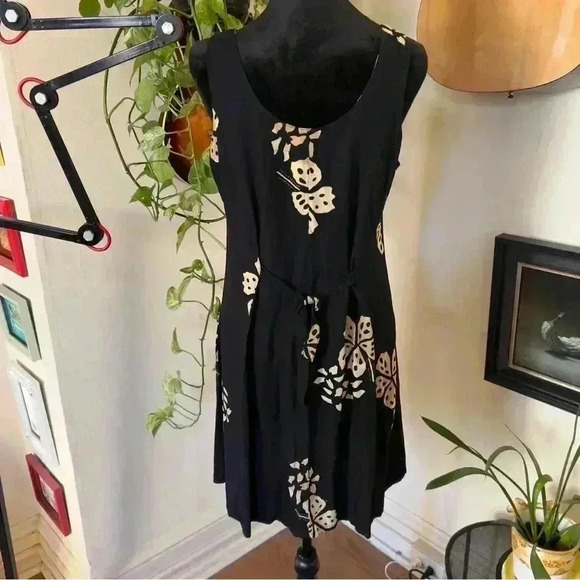 90s YF Young Fashion Black Beachy Button Dress - Size Medium - Picture 2 of 7